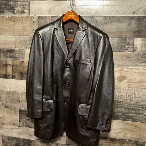 HUGO BOSS LEATHER MEN’S JACKET size 48 - Picture 6 of 11
